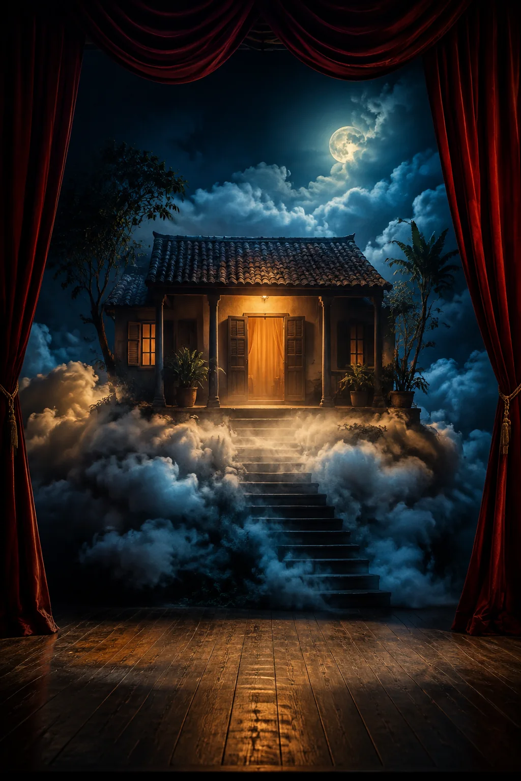 Poster minh hoạ vở Ngôi nhà trong mây